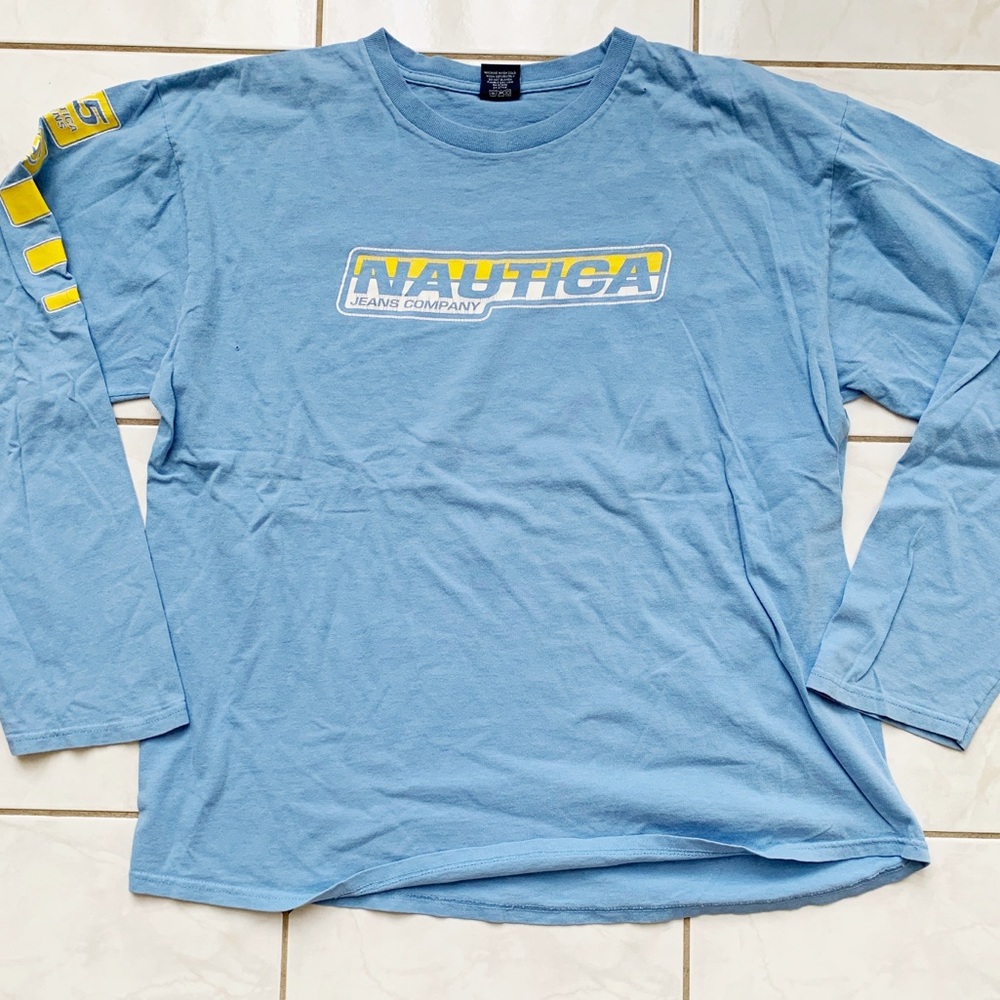Nautica Long Sleeve T-Shirt vintage baby blue - Picture 1 of 4